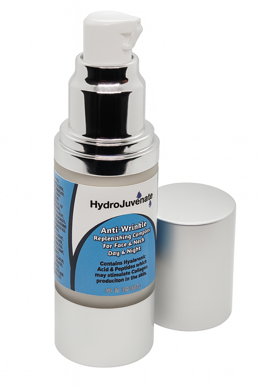 HydroJuvenate Anti-Wrinkle Hydrating Complex serum – pump bottle with cap removed